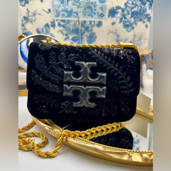 🆕 TORY BURCH 🧿 NWT Eleanor Embroidered Velvet Convertible Shoulder Bag - AUTH - Picture 13 of 16